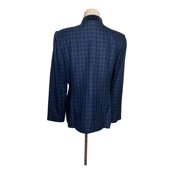 Kim Rogers vintage blue green plaid six button blazer size 10P - Picture 2 of 10
